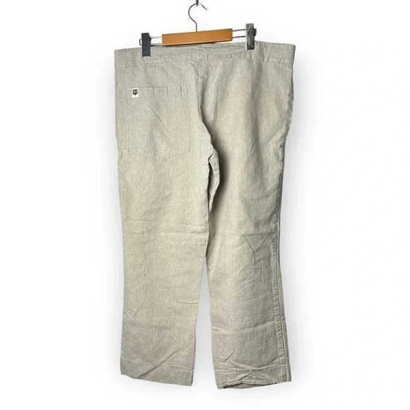 Betabrand Tan Linen Drawstring Loose Fit Ankle  Pants - Picture 2 of 8